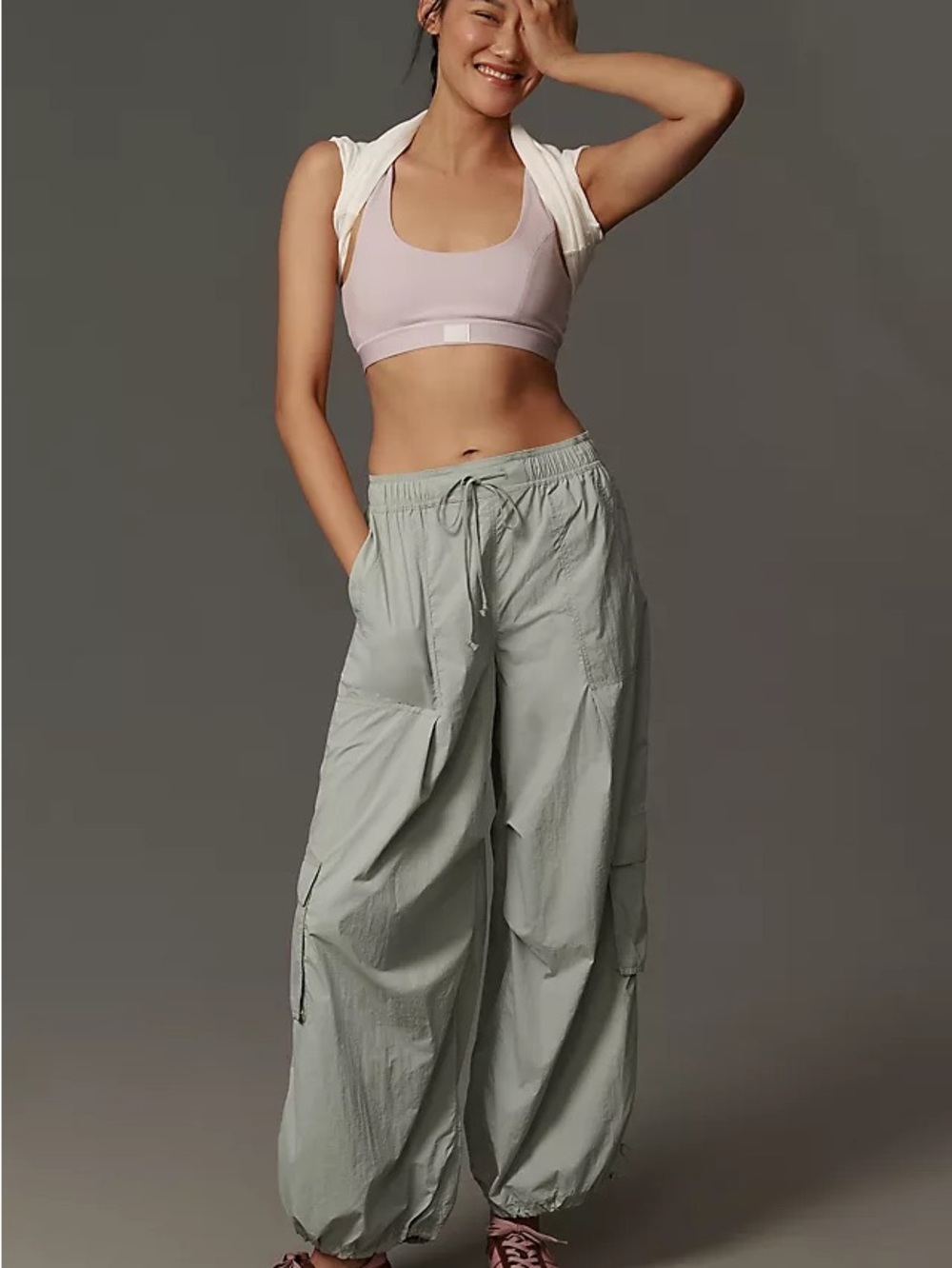 Anthropology Daily Practice Grey Cargo Jogger Pants for Women